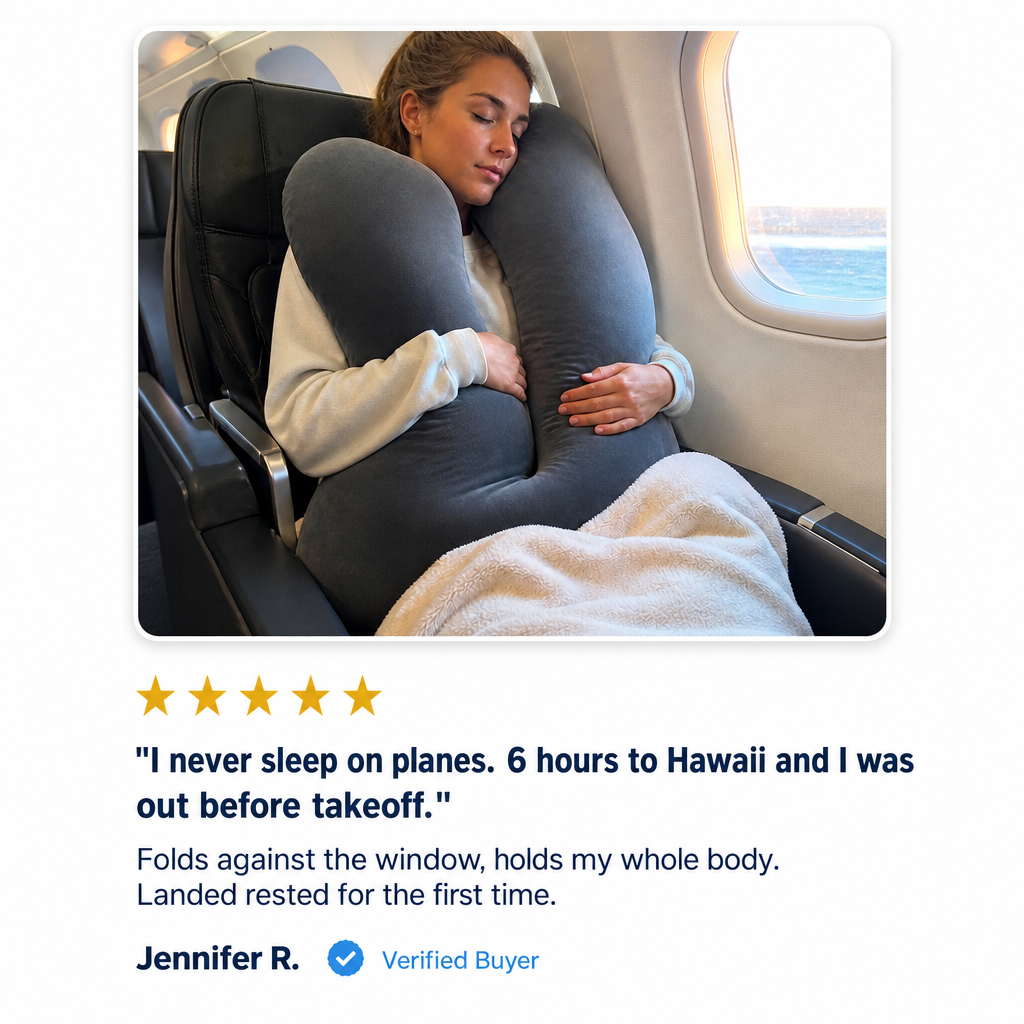 Verified buyer review - Jennifer R. slept on a 6 hour flight